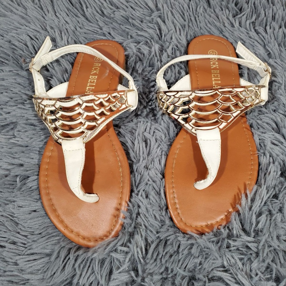 RCK Bella White and Gold Women's Sandals size 5 1/2